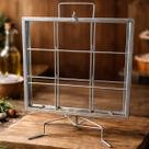 Espeto Grelha Costelão Suporte Aço Galvanizado 40x40cm para Churrasco Fogo de Chão Assar Costela Cordeiro Patagônico Base Giratória até 25kg
