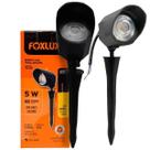 Espeto LED Jardim Foxlux 5W 3000K Branco Quente IP65 Bivolt Paisagismo Fachadas Canteiros Caminhos Kit com 2