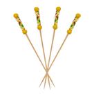 Espeto trançado 2 bolinhas amarelo 12cm 50un