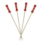 Espeto trançado 2 bolinhas vermelho 12cm 50 un