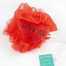 Esponja de Banho Bouton Carinhas Coração com Corda Nylon Vermelho