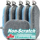 Esponja de prato de cozinha Mr. Scrub All-Purpose, pacote com 6 unidades, cinza