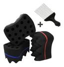 Esponja Nudred Enrolar Cabelo Dupla + Pente Afro