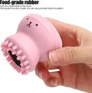 Esponjinha de Silicone Formato Polvo para Lavar Rosto Limpeza de Pele e Esfoliação Facial Rosa