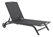 Espreguicadeira Com Rodas Ate 150kg 4 Posicoes 196cm - Preta