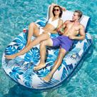 Espreguiçadeira de bronzeamento Pool Floats JCLEAL para 2 pessoas com porta-copos