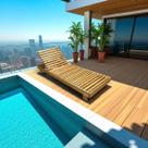 Espreguiçadeira de Piscina Reclinável de Madeira Maciça - Tropical