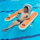 Espreguiçadeira flutuante de piscina inflável FBSPORT para adultos com capacidade de 150 kg Espreguiçadeira flutuante de piscina inflável FBSPORT para adultos com capacidade de 150 kg