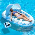 Espreguiçadeira inflável para piscina BEWEAI 3 em 1 com dossel para adultos