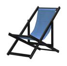 Espreguiçadeira Preguiçosa Dobrável sem Braço Black em Madeira Maciça com Tecido Azul Espreguiçadeira Preguiçosa Dobrável sem Braço Black em Madeira Maciça com Tecido Azul