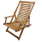 Espreguiçadeira Reclinável de Madeira e Cabos de Aço para Praia e Jardim