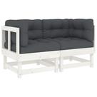Espreguiçadeiras de pátio ao ar livre VidaXL Solid Pine Wood White Set 2