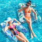 Espreguiçadeiras flutuantes infláveis para piscina flutuantes 4 em 1, 2 pacotes