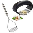 Espremedor Triturador de Alho Manual e Amassador Batata Inox