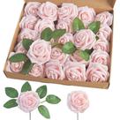 Espuma artificial Rose HomeEdge, 25 unidades com haste, decoração de casa, rosa