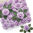 Espuma de flores artificiais Mocoosy Rose lilás com caule x50