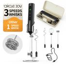 Espumador de leite CIRCLE JOY recarregável com 3 velocidades e 3 batedores