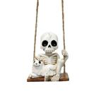 Esqueleto de decoração de jardim com resina Cat Swing 6.8x4.5x8cm