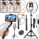 Estabilizador Steadicam Para Celular Horizontal Vertical + Iluminador Ring Light Luz Contínua + Tripé Suporte Universal