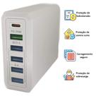 Estação Carregador De Celular Turbo 38W 5 Saídas Usb + Pd Tipo C - Sumexr SX-FC54