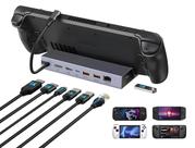 Estação de ancoragem Steam Deck 7 em 1 com 4K @60Hz HDMI DisplayPort