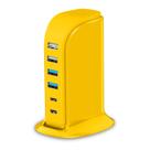 Estação de carregamento USB Upoy 45W Hub de 6 portas 4 USB-A 2 USB-C amarelo