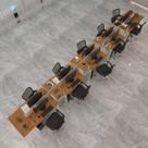Estação De Trabalho 10 Lugares Tech Office 10 Mesas 8 Armári - Off White E Cedro Off White E Cedro