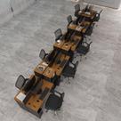 Estação De Trabalho 10 Lugares Tech Office 10 Mesas 8 Armári - Preto E Cedro Preto E Cedro
