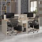 Estação De Trabalho 4 Lugares Office Tech 4 Mesas 2 Armários - Off White E Cedro Off White E Cedro