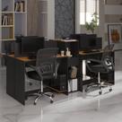 Estação De Trabalho 4 Lugares Office Tech 4 Mesas 2 Armários - Preto E Cedro Preto E Cedro