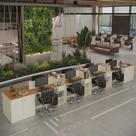 Estação de Trabalho 8 Lugares Smart Office 8 Mesas 6 Armários 4 Aparadores