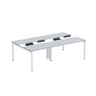 Estação de Trabalho Mesa Plataforma Escritório Dupla para 4 Pessoas com Caixa de Tomada Pdc Cinza/Branco Estação de Trabalho Mesa Plataforma Escritório Dupla para 4 Pessoas com Caixa de Tomada Pdc Cinza/Branco