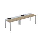 Estação de Trabalho Mesa Plataforma Escritório para 2 Pessoas com Caixa de Tomada Psc 240cm Industrial Noce Naturalle e Cinza Marrom/Marromle