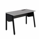 Estação Trabalho Plataforma Individual com Caixa de Tomadas Pés Cavalete 135cm Industrial Executive Cinza Sagrado E Preto Estação Trabalho Plataforma Individual com Caixa de Tomadas Pés Cavalete 135cm Industrial Executive Cinza Sagrado E Preto