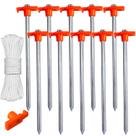 Estacas de barraca de acampamento ABCCANOPY, pacote com 10 unidades (laranja)