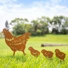 Estacas de jardim TT e MM Chicken Metal Decorativas, 4 peças Estacas de jardim TT e MM Chicken Metal Decorativas, 4 peças