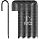 Estacas de vergalhão Besitu J Hook Ground Stakes de 30 cm, pacote com 16 unidades galvanizadas Estacas de vergalhão Besitu J Hook Ground Stakes de 30 cm, pacote com 16 unidades galvanizadas