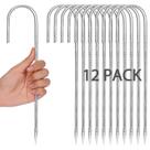 Estacas de vergalhão CEWOR 30 cm J Hook galvanizadas, pacote com 12