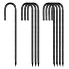 Estacas de vergalhão QNLONG 30 cm J-Hook revestidas de preto 8 unidades