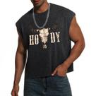 Estampa de caveira de vaca Western Cowboy masculina Crop Top VikkBiss