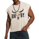 Estampa de caveira de vaca Western Cowboy masculina Crop Top VikkBiss