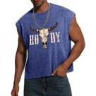 Estampa de caveira de vaca Western Cowboy masculina Crop Top VikkBiss