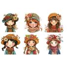 Estampa Fácil Fabricart - Meninas com Chapéu e Flores