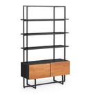 Estante 4 prateleiras 2 portas em Madeira Aço Carbono e MDF Branco Industrial Artemobili