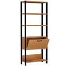 Estante 5 Prateleiras 01 Porta Escritório Trend D03 185x73 cm Freijó Preto Fosco - Lyam Decor
