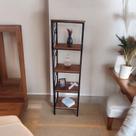 Estante 5 Prateleiras Alta Ferro e Madeira Estilo industrial Estante 5 Prateleiras Alta Ferro e Madeira Estilo industrial