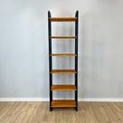 Estante 6 Prateleiras de Madeira Pinus Linea Slim Carvalho e Preto Estante 6 Prateleiras de Madeira Pinus Linea Slim Carvalho e Preto
