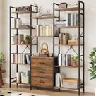 Estante AFLUI Triple com 3 gavetas, estante de livros de 5 camadas Estante AFLUI Triple com 3 gavetas, estante de livros de 5 camadas