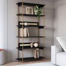 Estante Ágatha 180 cm 6 Prateleiras Palhinha Pé Metal Boho Móvel na Caixa