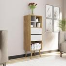Estante Alta com 5 Nichos e 2 Gavetas - Natural/Off White